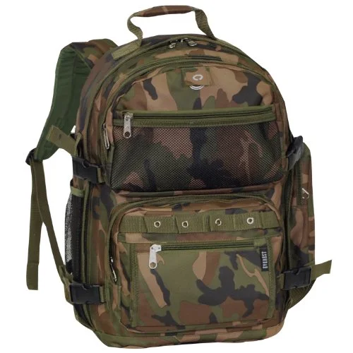 affordable backpack for teens -Everest Oversize Woodland Camo Backpack, Camouflage, One Size