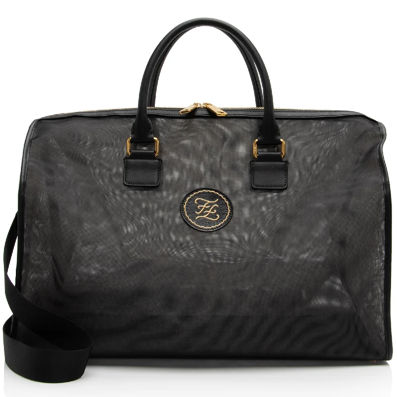 large duffel bags for group travel -Fendi Mesh Karligraphy Duffle Bag