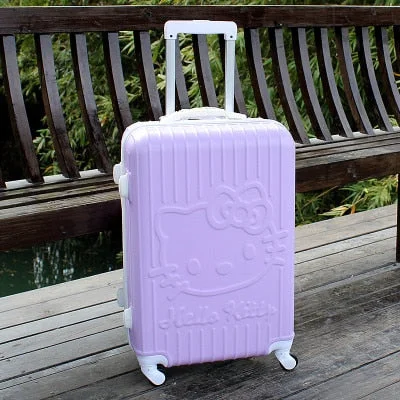 purple luggage