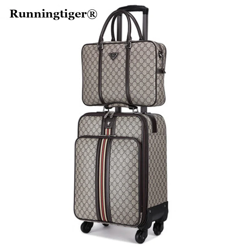 checked suitcase for long hauls -2Pcs 16"20"22" Luggage Suitcase Bag,Waterproof Pu Leather Travel Box With Wheel ,Rolling Trolley