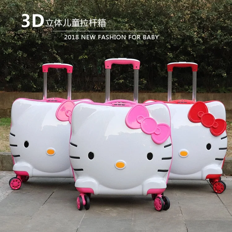 luxury suitcase for first-class -Luggage Bag  New 19-Inch Cute Cat Children'S Suitcase 3D Student Luggage Cartoon Travel Luggage