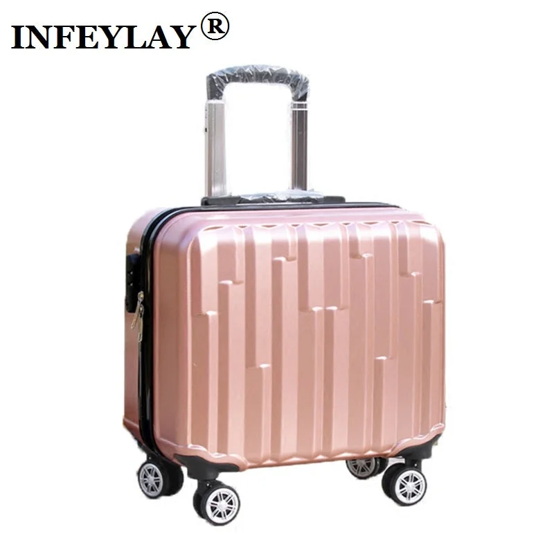 luxury suitcase for international travel -Hot 18 Inches Girl Boy Abs Pull Rod Box Students Trolley Case Child Travel Luggage Rolling Suitcase