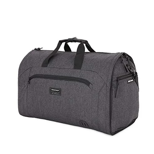 canvas duffel bags for casual use -SwissGear Full-Sized Folding Garment Duffel Bag, Heather Grey, Hanging (23-Inch)