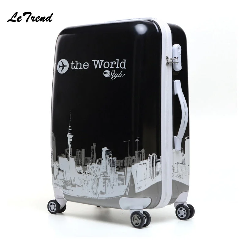 hard suitcase for solid protection -Letrend Tower Style Student Rolling Luggage Spinner Women Trolley Suitcase Wheels 20 Inch Carry