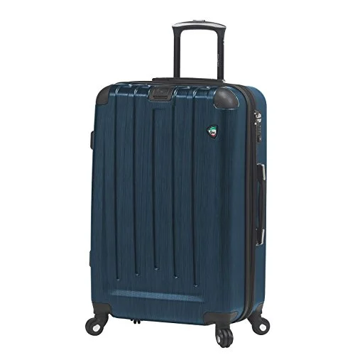 ergonomic suitcase for back support -Mia Toro M1028-26In-Blu Italy Diamante Spazzolato Hardside 26 Inch Spinner Luggage, Blue