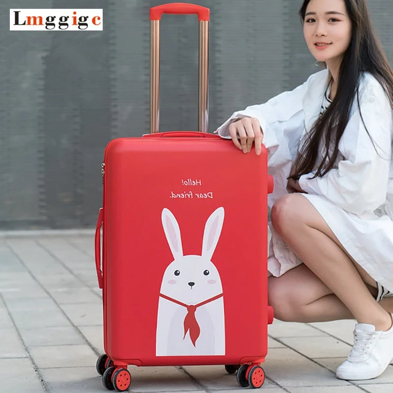 small suitcase for day trips -Women Candy Colors Rolling Luggage Bag Pc + Abs Suitcase With Wheel Trolley Case With Lock, Uv