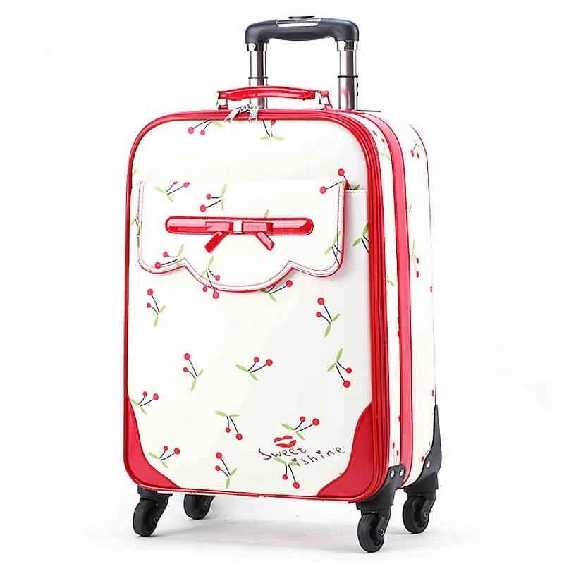 hard suitcase for fragile items -Korea Fashion Batterystraw Travel Luggage Bags On Universal Wheels,High Quality Female Lovely 16 20