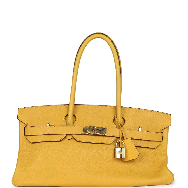 small beach shoulder bag-Pre-owned Hermes Shoulder Birkin 42 JPG Soleil Clemence Gold Hardware