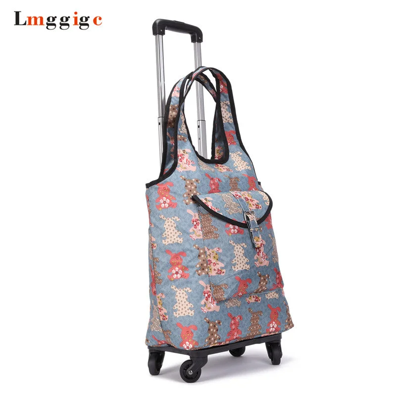 lightweight suitcase for easy travel -best suitcase for adventure travel -Travel Suitcase Bag,Cabin Luggage,Oxford Cloth Handbag With Wheel ,Grocery Shopping Cart,52*35*18