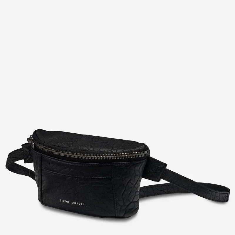 compact festival shoulder bag-Status Anxiety Best Lies Bum Bag Black Bubble