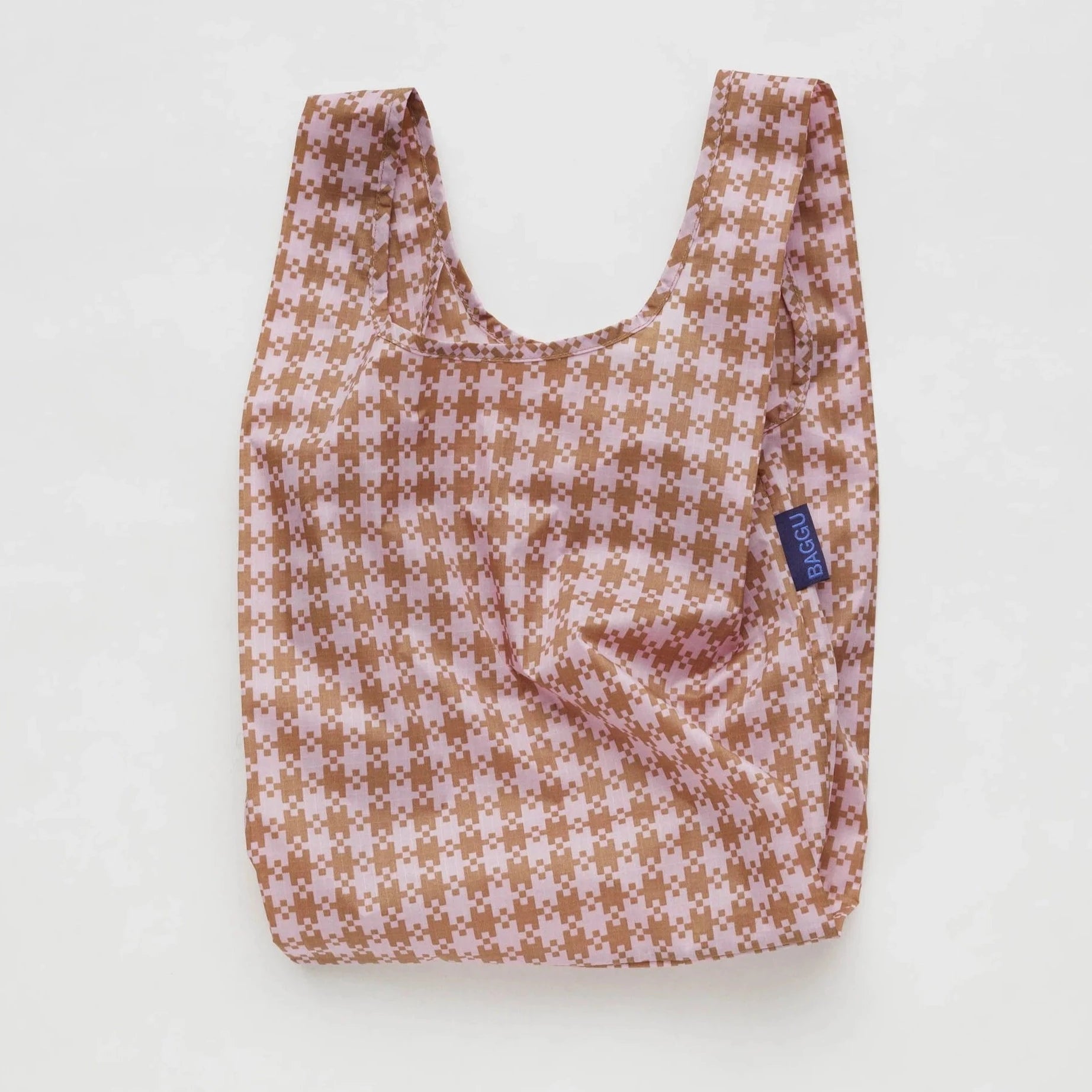 pink satin shoulder bag-Baby Baggu - Rose Pixel Gingham