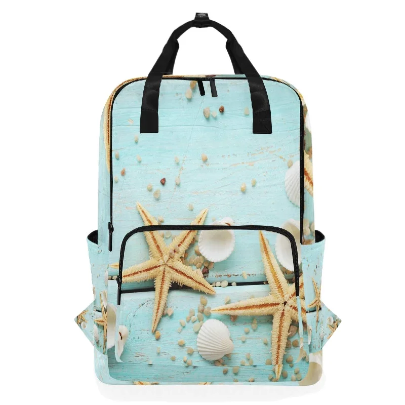 cheap backpack for light journeys -Backpack Marine Starfish Seashells Laptop Bag 14 Inch Lightweight for Men/Women