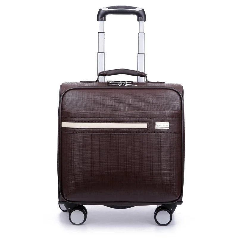 rolling suitcase for smooth travel -Solid Color Commercial Suitcase Trolley Luggage Male 16 Universal Wheels Luggage Computer Box