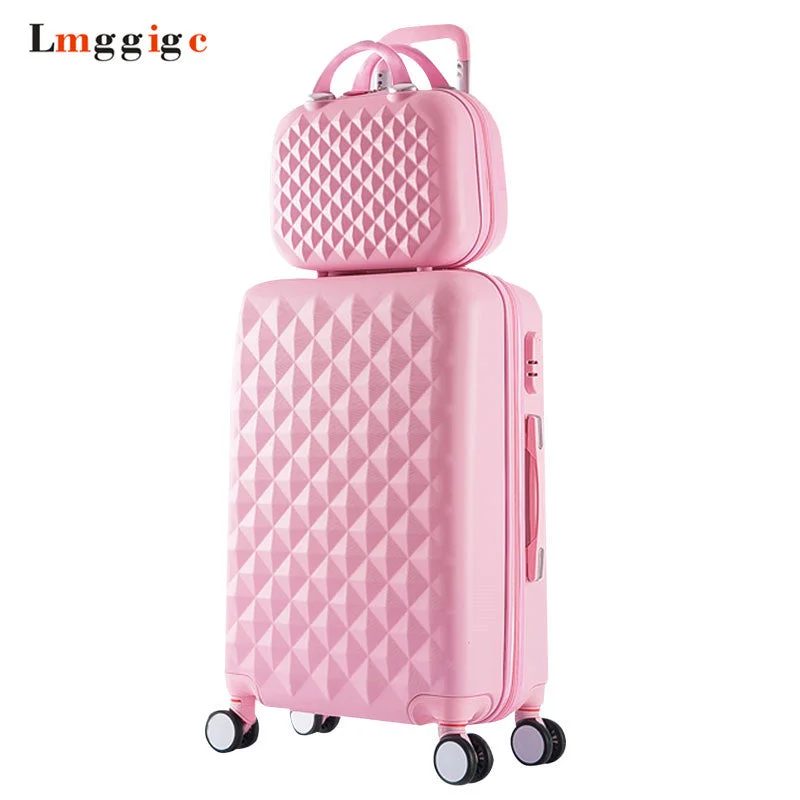 elegant suitcase for upscale events -Women Luggage Bag Set,Diamond Pattern Suitcase With Handbag,Fashion Rolling Travel Box,Universal