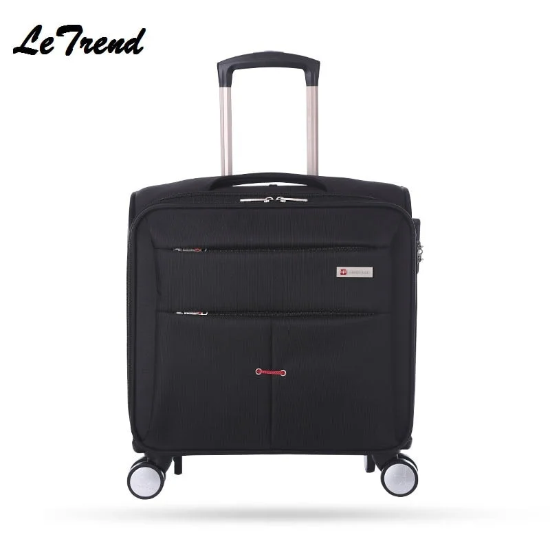 trendy suitcase for teens -New Business Travel Oxford Rolling Luggage Casters 16 Inch Men Multifunction Boarding Suitcase