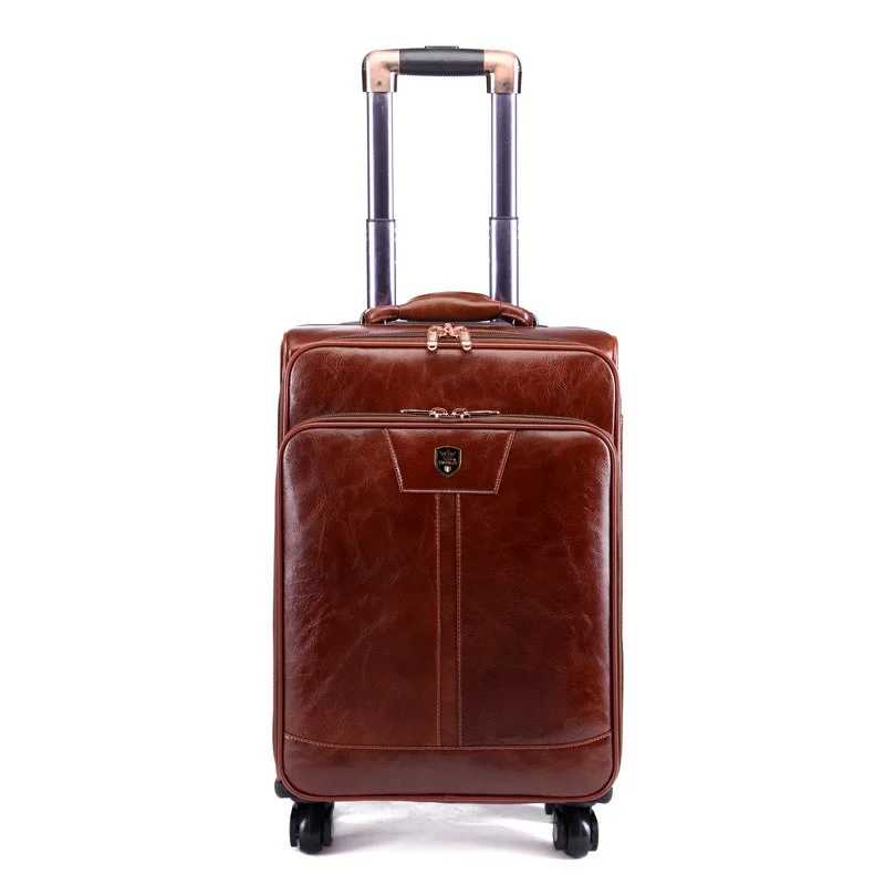 practical suitcase for work trips -Letrend Luxury Man Rolling Luggage Spinner 16 Inch Business Cabin Trolley Pu Leather Trunk Women