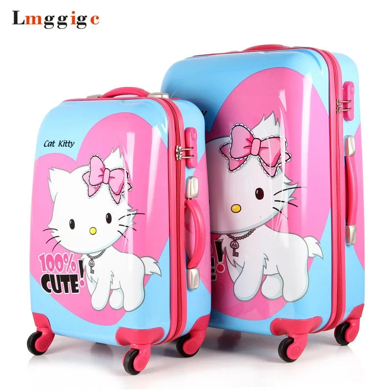 lightweight suitcase for minimalists -Hello Kitty Luggage Suitcase Bag Set,Women Rolling Travel Box,Children Cartoon Abs Hardcase Trolley