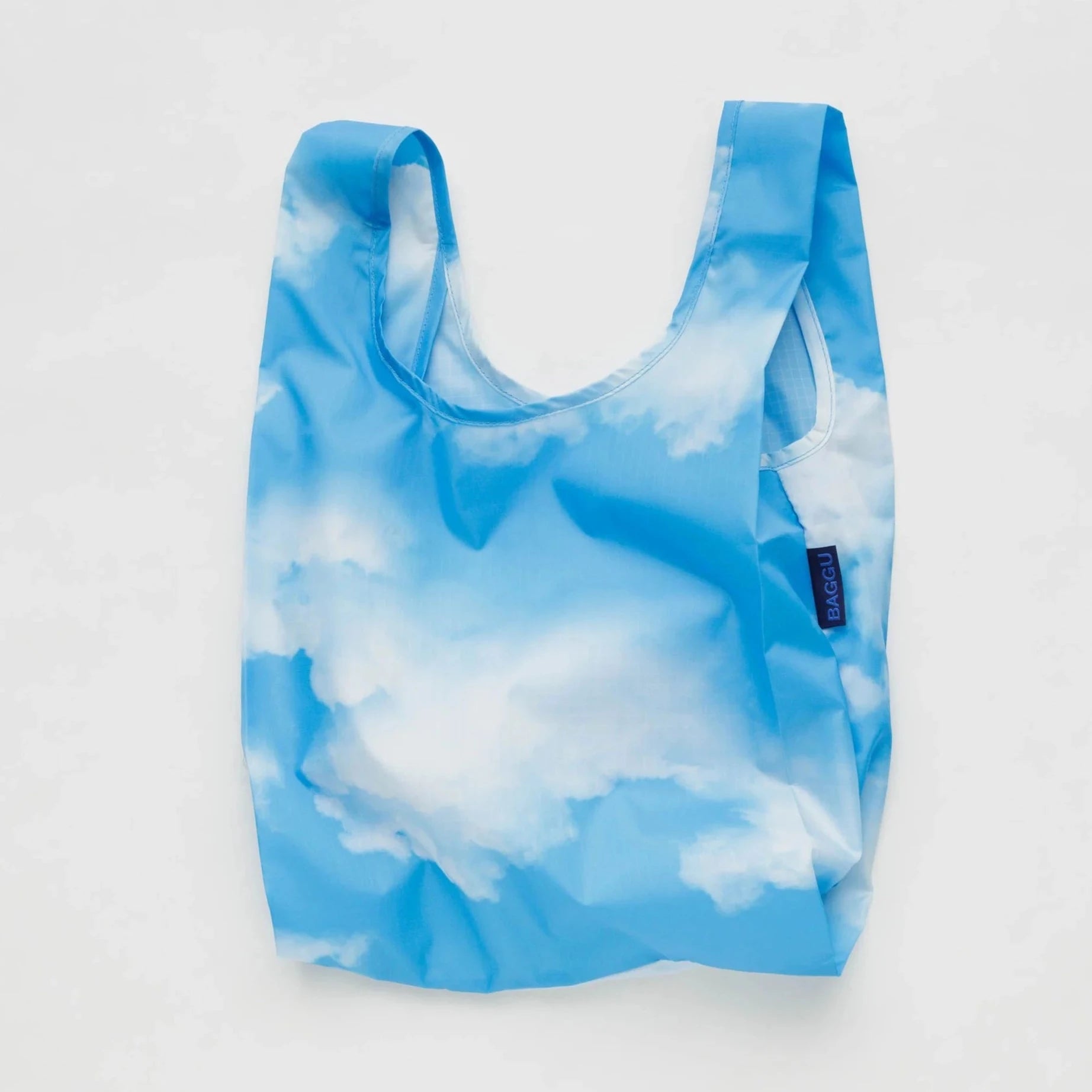 cream straw shoulder bag-Baby Baggu - Clouds