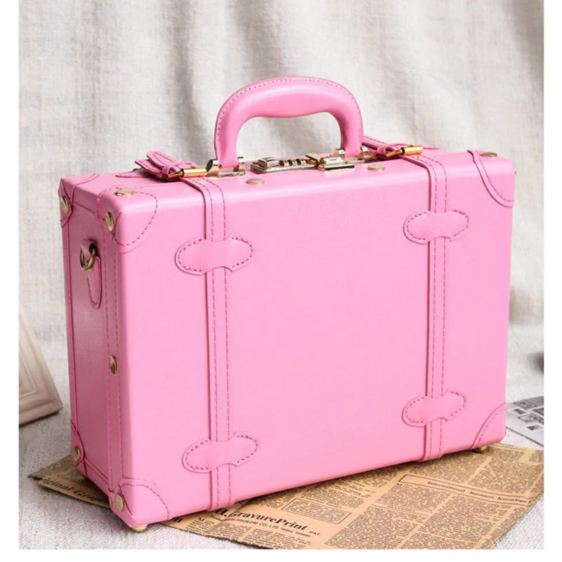 locking suitcase for peace of mind -Lovely Girl Pu Trolley Luggage Suitcase Korea Fashion Style Vintage Luggage Travel Bag Small