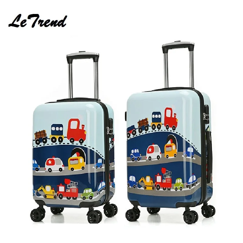 waterproof suitcase for adventure trips -Letrend Cute Fish Rolling Luggage Spinner Kids Children Cartton Backpack Trolley Suitcase Wheels