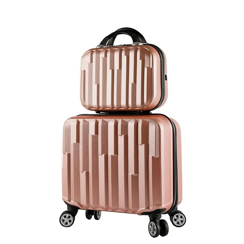 travel suitcase with multiple pockets -360 Degree Universal Wheel 18 Inch Mini Trolley Case, Abs Suitcase, Female Trolley Luggage,