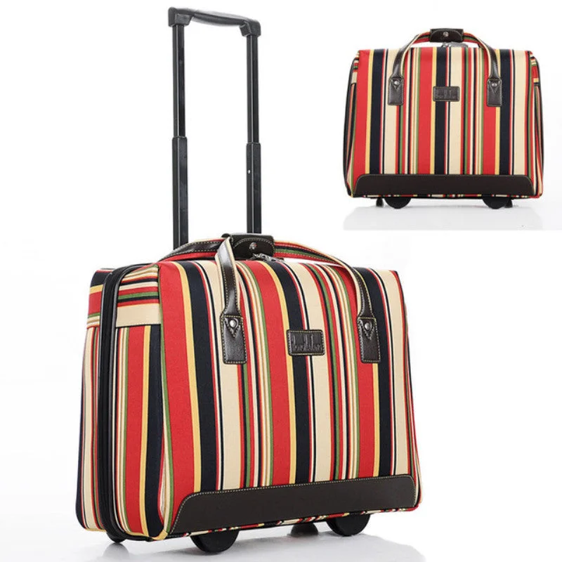 small carry-on suitcase for flights -18"Luggage Bag,Oxford Cloth Password Box,Travel Boarding Package,Striped Suitcase,Waterproof And