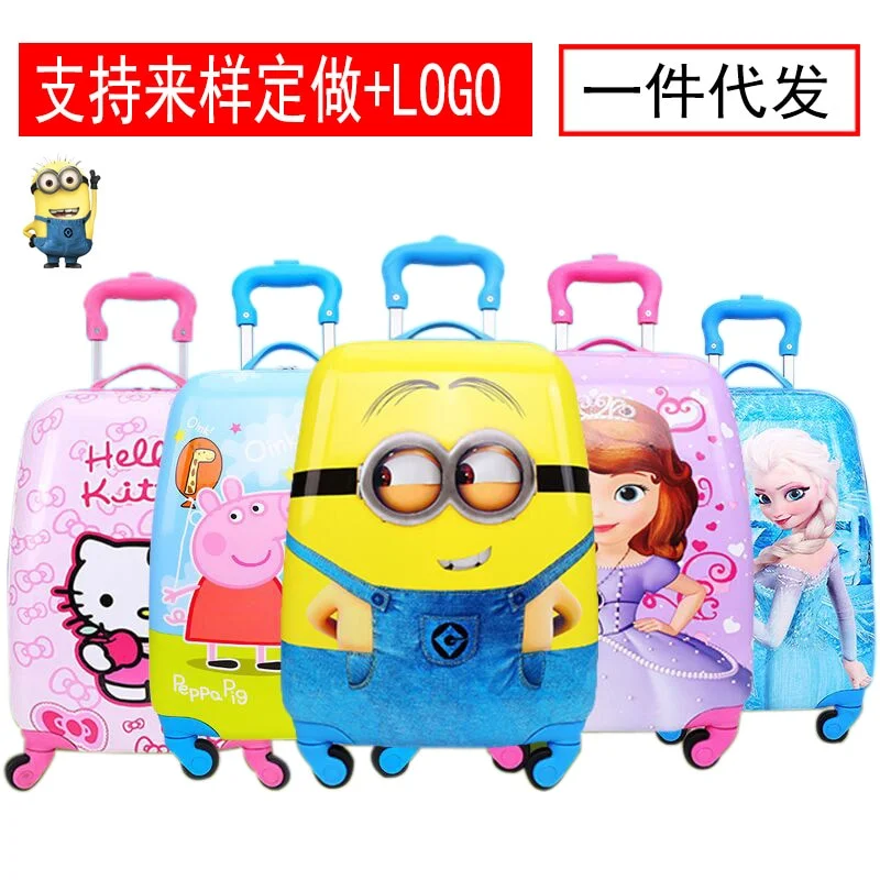 blue suitcase for chill travel -New Children'S Suitcase 18 Inch Universal Wheel Luggage Box Cartoon Kindergarten Children'S