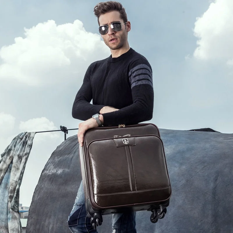 modern suitcase for fresh travel -Commercial Trolley Luggage Suitcase 16 Luggage Password Box Male Universal Travel Bag Luggage