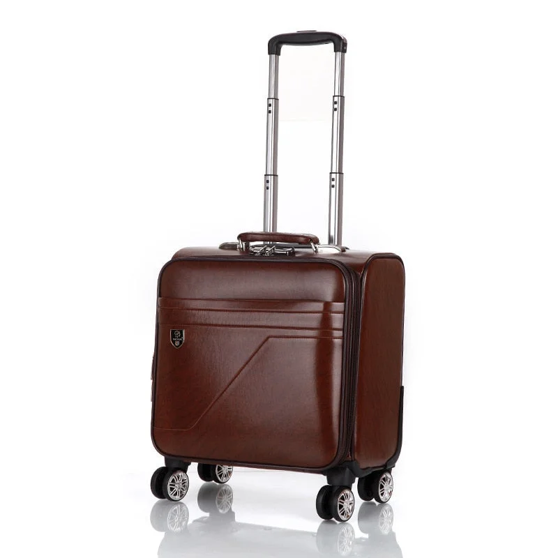 large suitcase for family -Men'S And Women'S Travel Luggage Waterproof Pu Luxury Suitcase 18Inch Leather Travel Case Pulley