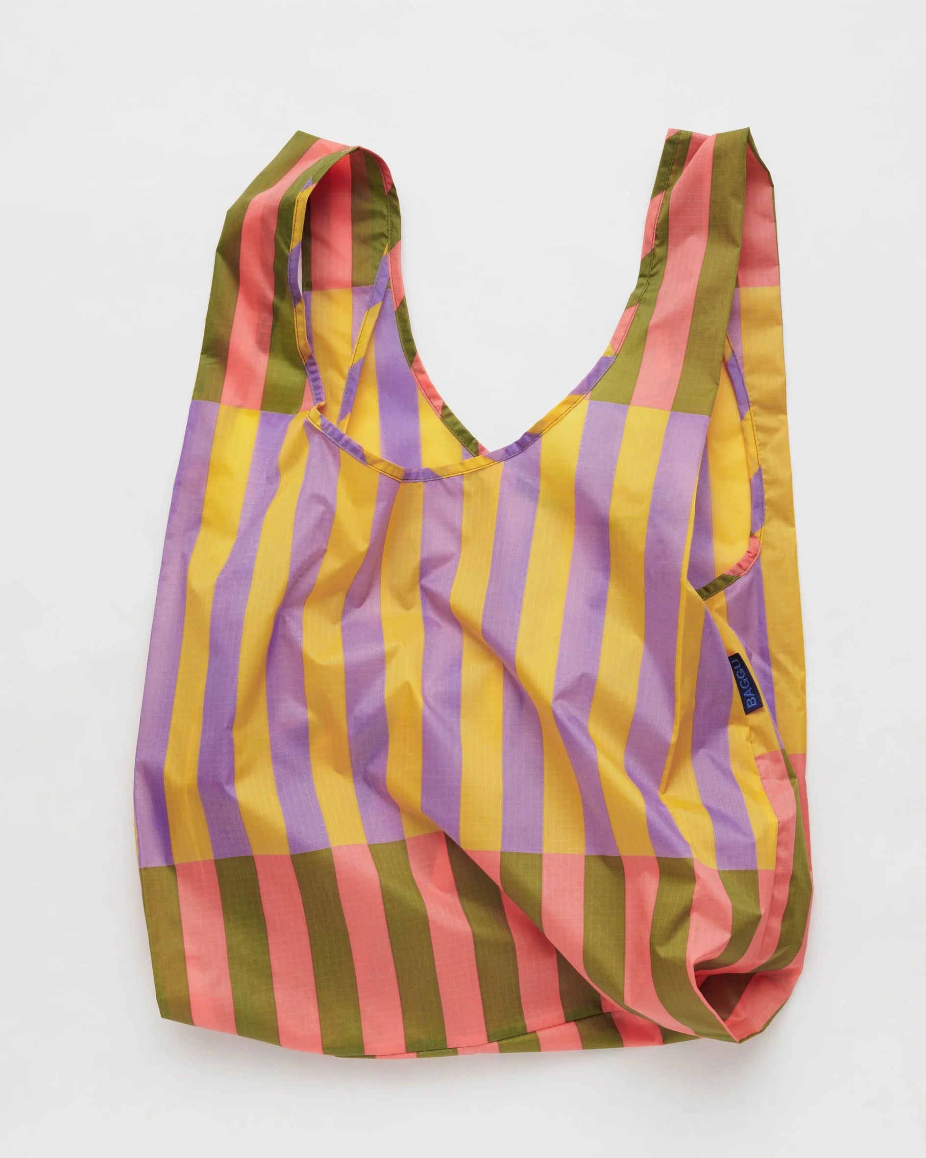 designer leather shoulder bag-Standard Baggu - Sunset Quilt Stripe