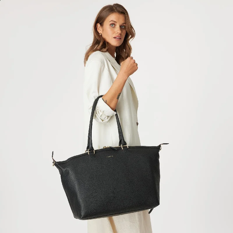 white suede shoulder bag-Saben Roma Carry-All Black