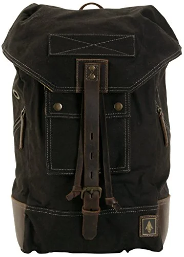 sleek backpack for modern travel -Damndog Canvas & Leather Rucksack Backpack - Tar Black