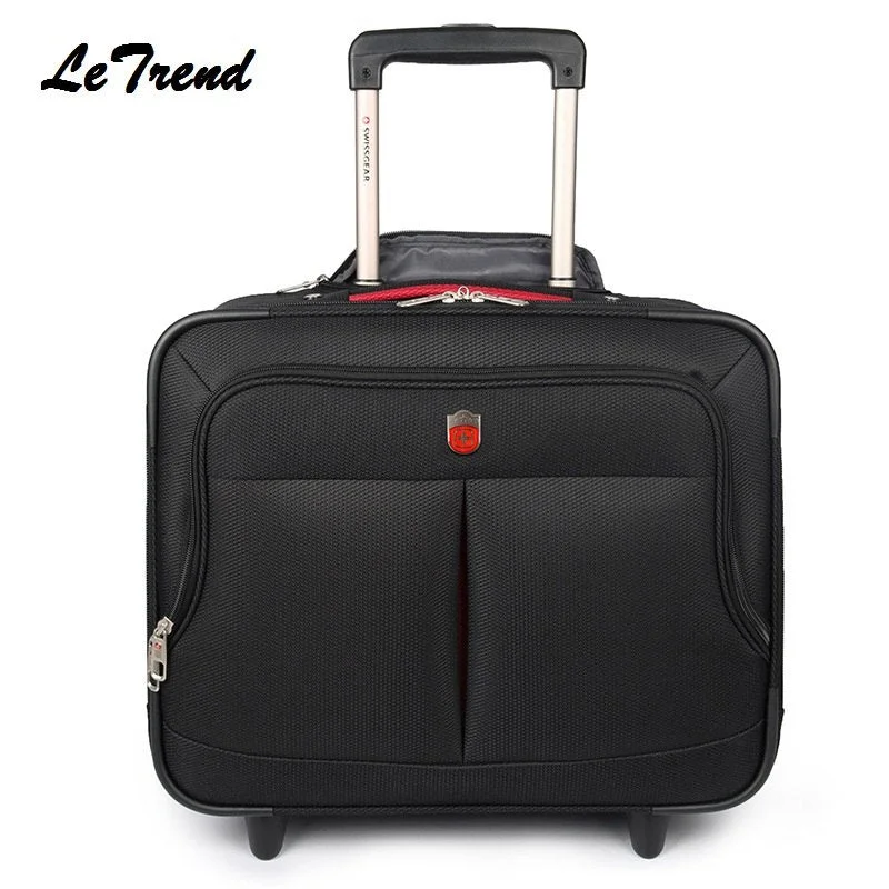 eco-friendly suitcase for green travel -Letrend New High Quality Nylon Travel Multi-Function Luggage Hand Trolley Men Boarding Suitcase