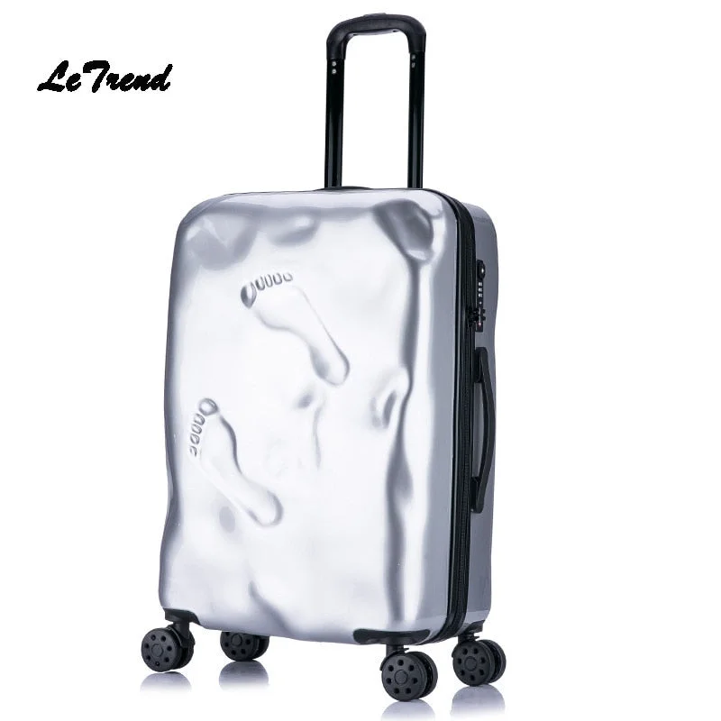 modern suitcase for sleek design -Letrend  Retro Rolling Luggage Spinner Student Travel Bag Pc Wheels Suitcase Trolley 20 Inch