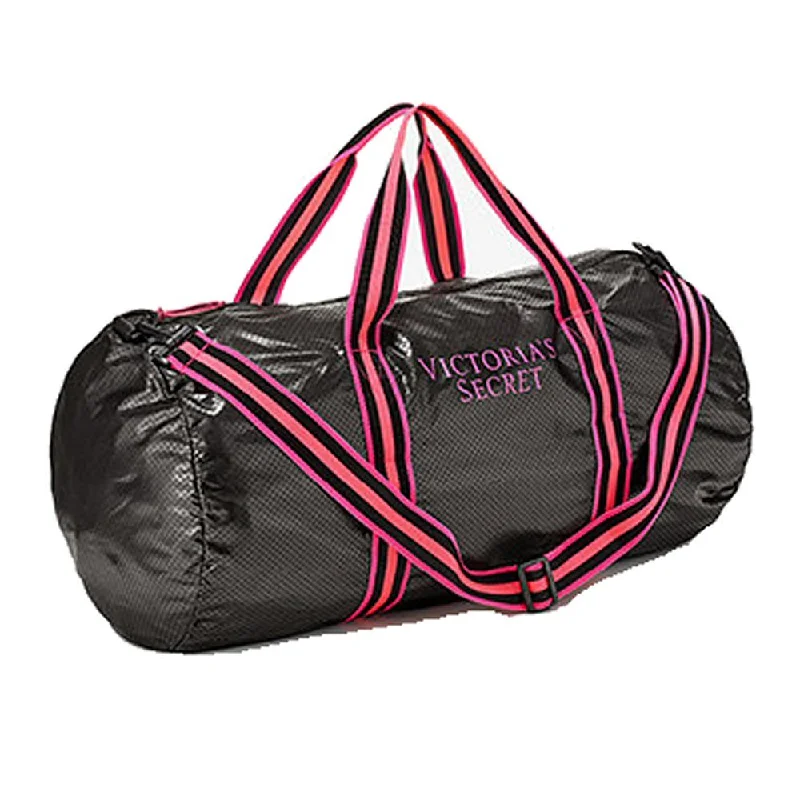 heavy-duty duffel bags for rugged use -Victoria's Secret Lightweight Packable Weekender Duffle Bag Black/Pink