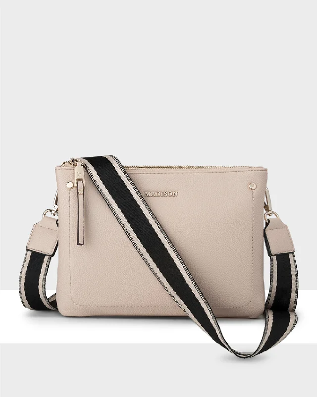 waterproof suede crossbody bag-waterproof suede crossbody bagCharlotte Double Zip Crossbody Bag + Stripe Bag Strap