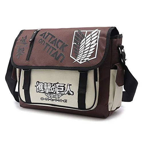 chic metallic shoulder bag-ASLNSONG Japanese Anime Shoulder Bag School Bag Messenger Bag Crossbody Pack (Attack on Titan)