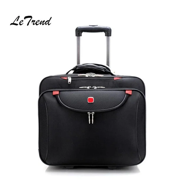 durable suitcase for adventure -High Quality 18Inch Men Travel Multi-Function Luggage Hand Trolley Men Boarding Suitcase Large