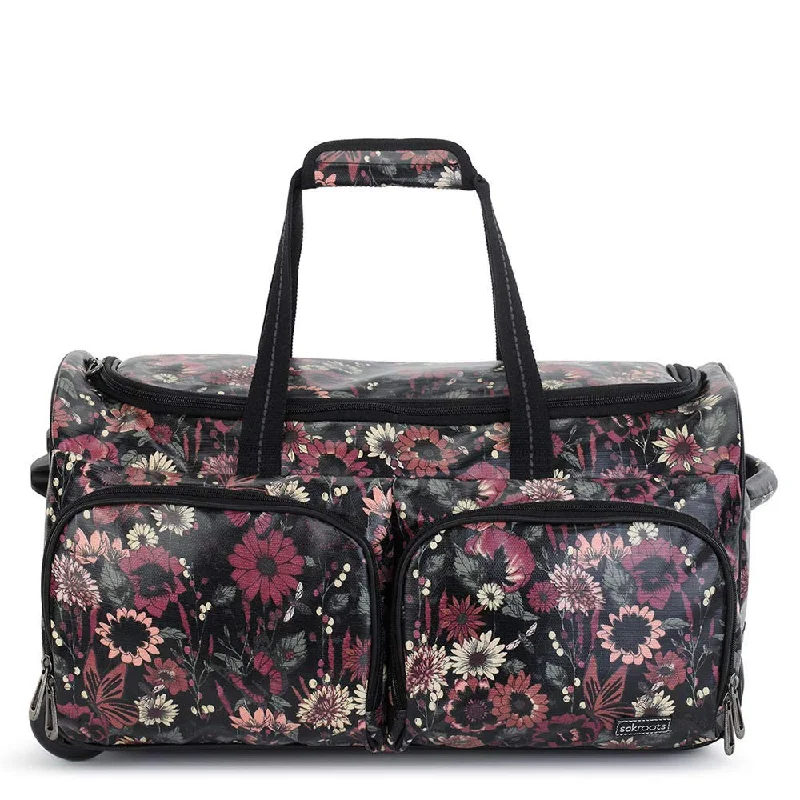 luxury duffel bags for lavish travel -Sakroots Women's New Adventure Rolling Duffel Bag, Graphite In Bloom, One Size