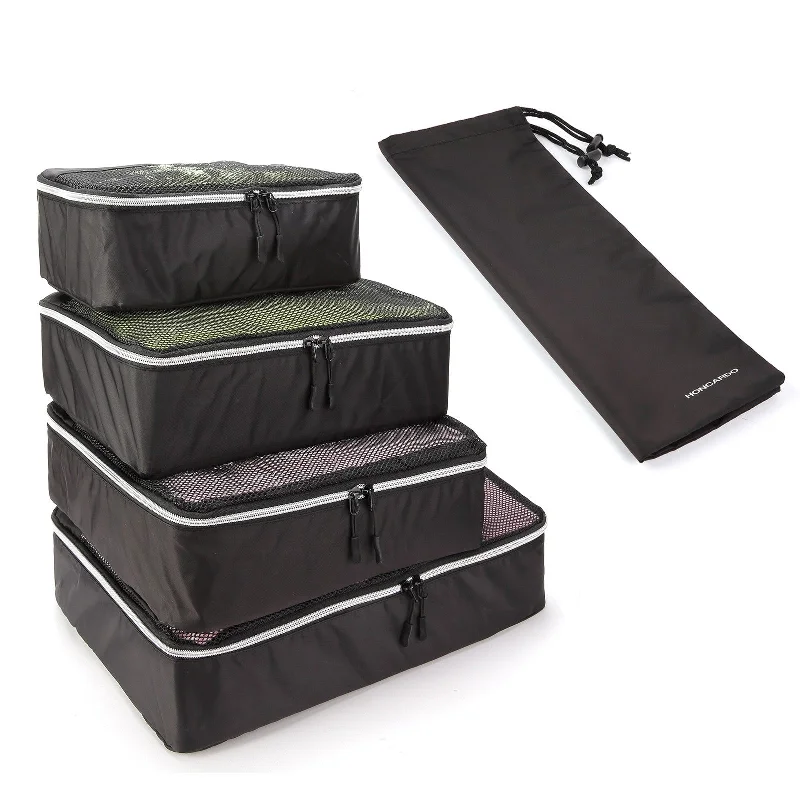 travel suitcase for vacations -<Ship From Us >5Pcs Travel Luggage Organizer Set Water Repellency Packing Cubes Storage Bags