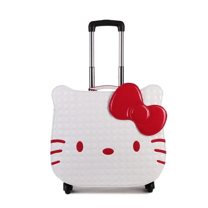 durable suitcase for adventure -Hotsale!18Inches Pink Pu Hello Kitty Children Trolley Luggage,High Quality Cartoon Animation Lovely