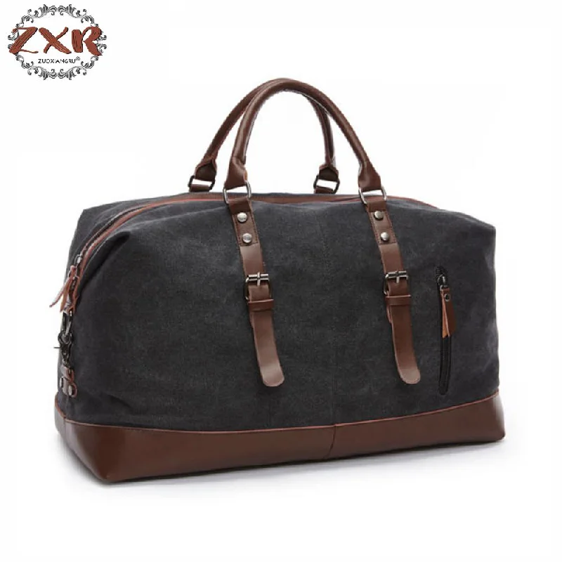 durable duffel bags for frequent trips -Zuoxiangru Canvas Leather Men Travel Bags Carry On Luggage Bags Women Men Duffel Bags Travel Tote