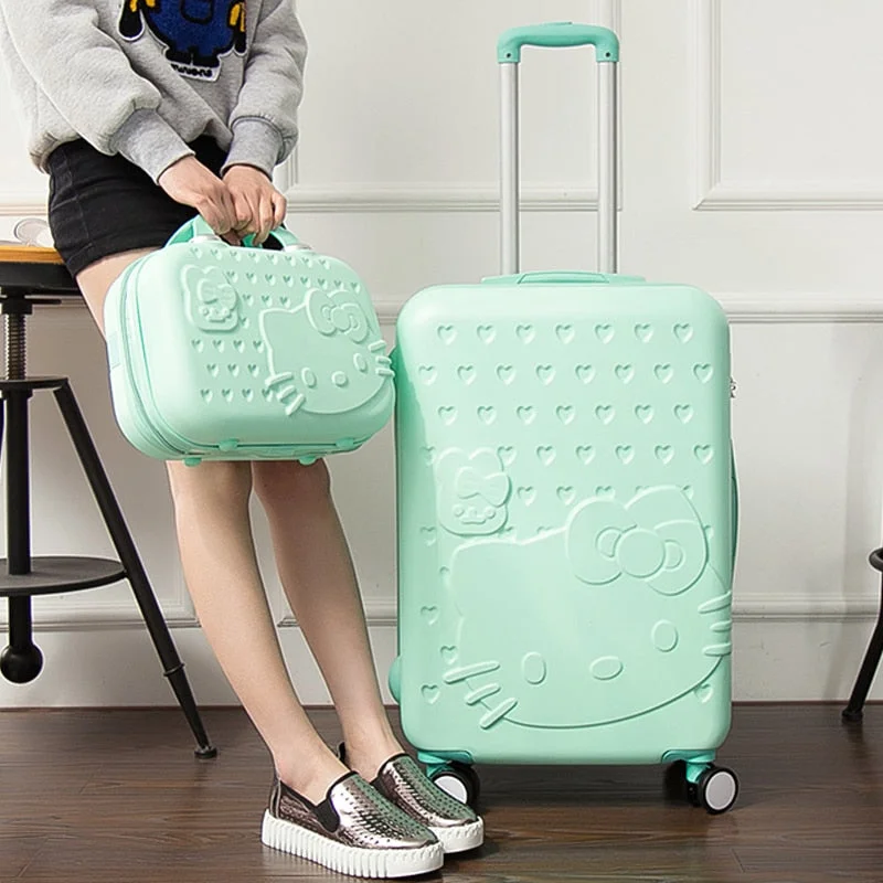 sturdy suitcase for reliable trips -Wholesale! 14 20 Inches Pink Green Fashion Luggage Bags Sets, Travel Universal Wheels Trolley