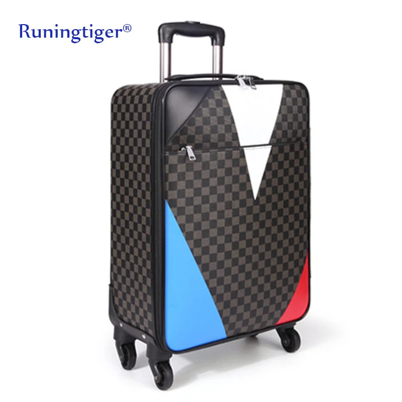 trendy suitcase for young travelers -New Travel Suitcase Bag Women Trolley Case  Fashion Rolling  Luxury Brands 20" Luggage Men Pu