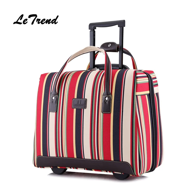 luxury suitcase for lavish trips -Letrend Ultra-Light Hand Oxford Travel Bag Spinner Rolling Luggage Women Suitcase Wheels Computer