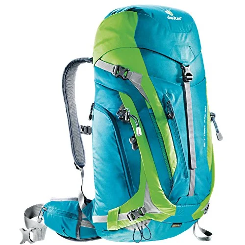 small backpack for solo travel -Deuter Act Trail Pro 34 - Ultralight 34-Liter Hiking Backpack, Petrol/Kiwi