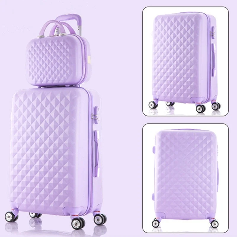 trendy suitcase for modern youth -Korea Fashion 14 24Inches Abs+Pc Travel Luggage Bags Sets On 8-Universal Wheels,Girl Candy Color