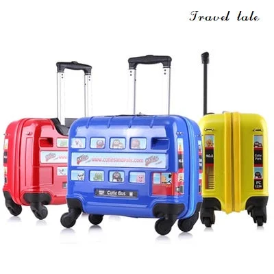 wheeled suitcase for mobility -Travel Tale Cartoon Children Bus Car Abs+Pc Rolling Luggage Spinner Brand Travel Suitcase Fashion