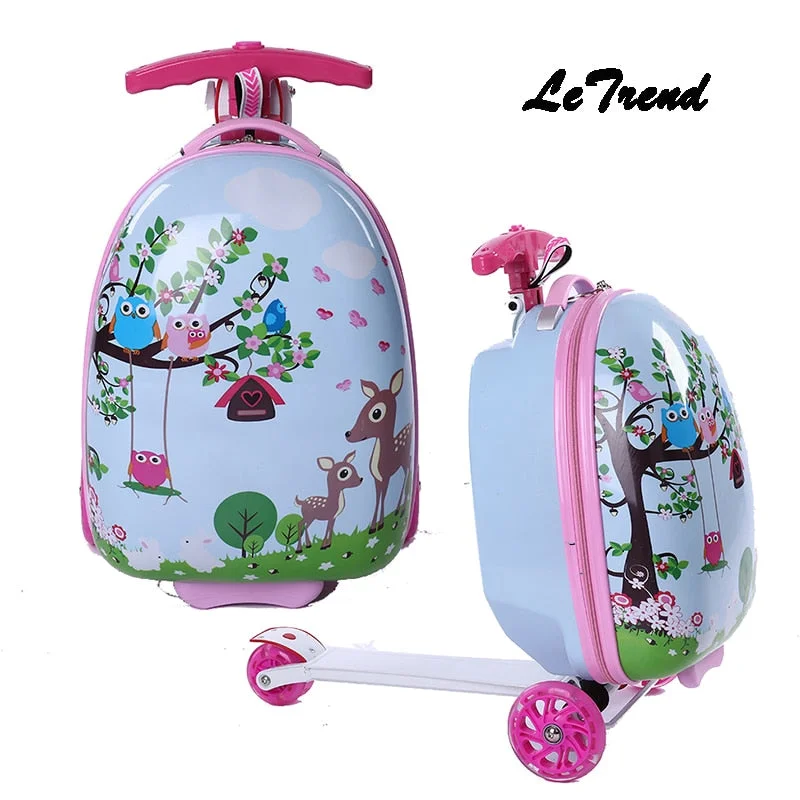 pink suitcase for girls -Letrend Kids Rolling Luggage Casters Wheels Suitcase For Children Trolley Student Travel Duffle