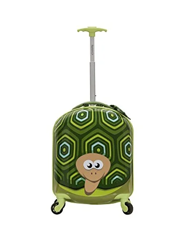 red suitcase for vibrant looks -Rockland Jr. Kids' My First Luggage-Polycarbonate Hard Side Spinner, Turtle